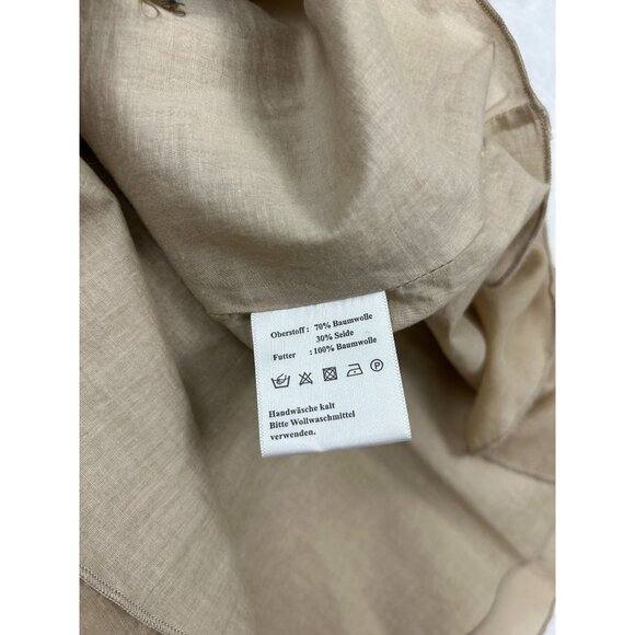 NWT Hallhuber Beige Sleeveless Ruffled Collar Silk Blend Dress Size 34 - Picture 11 of 12